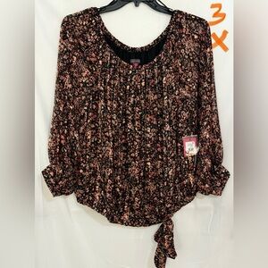 Vince Camuto Tie Front Blouse Brown and Black